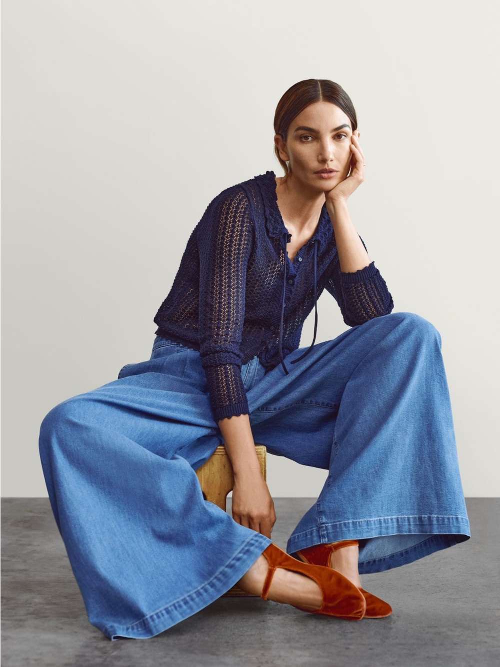 Gap x DÔEN Linen-Blend Cardigan in Navy Blue